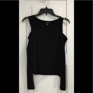 MODA INTERNATIONAL Cold-Shoulder Black Top